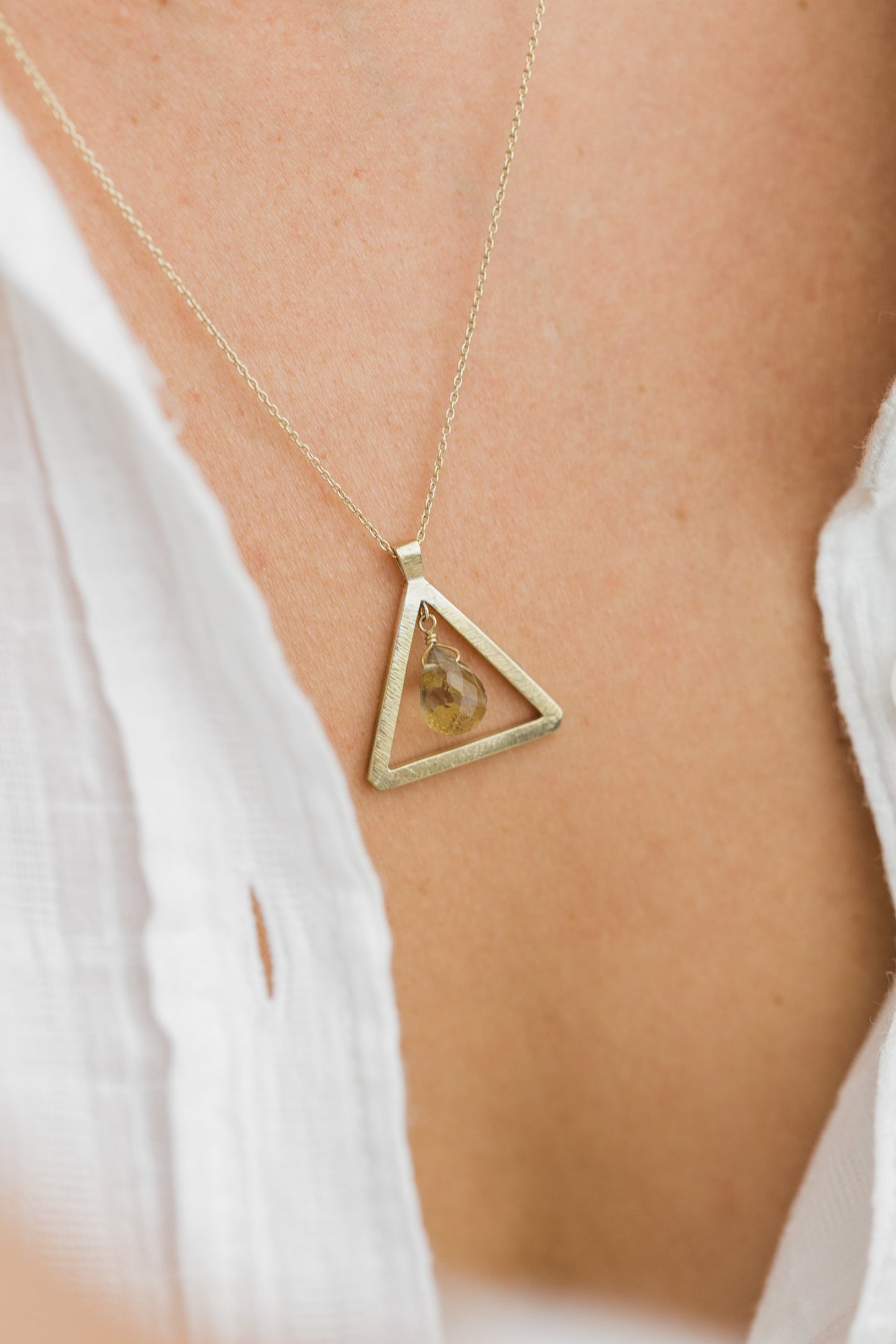 Close up of Guardian Triangle Smokey Quartz Necklace 