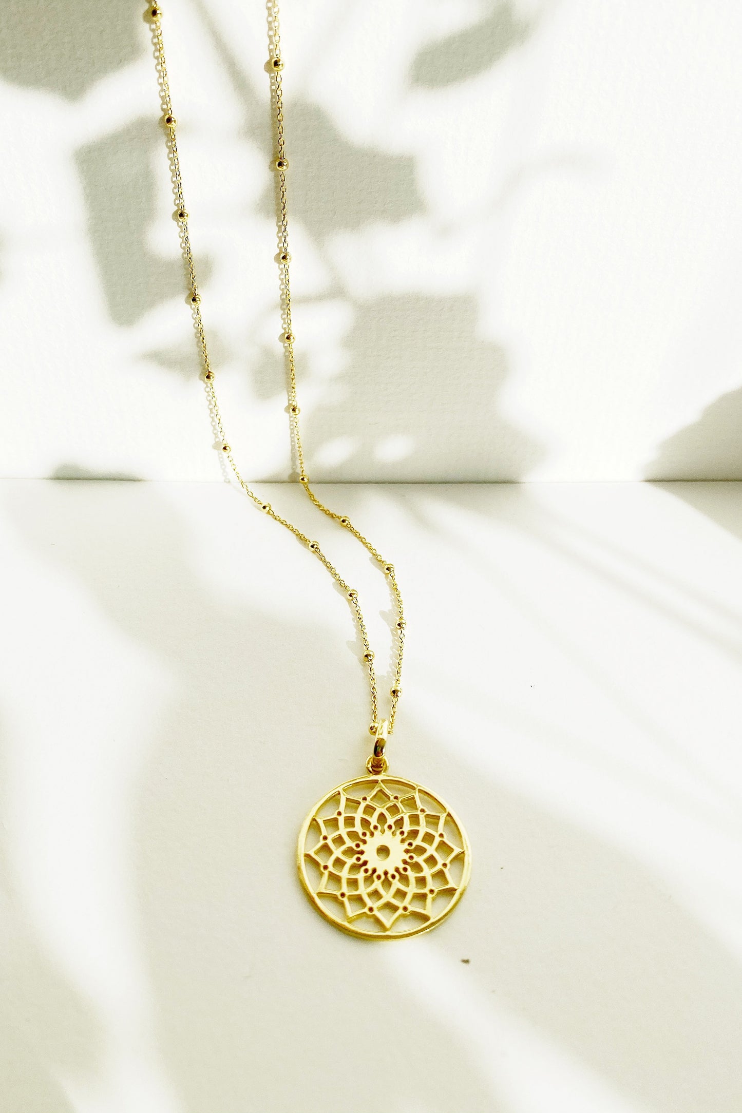 Close up of Lotus Mandala Necklace