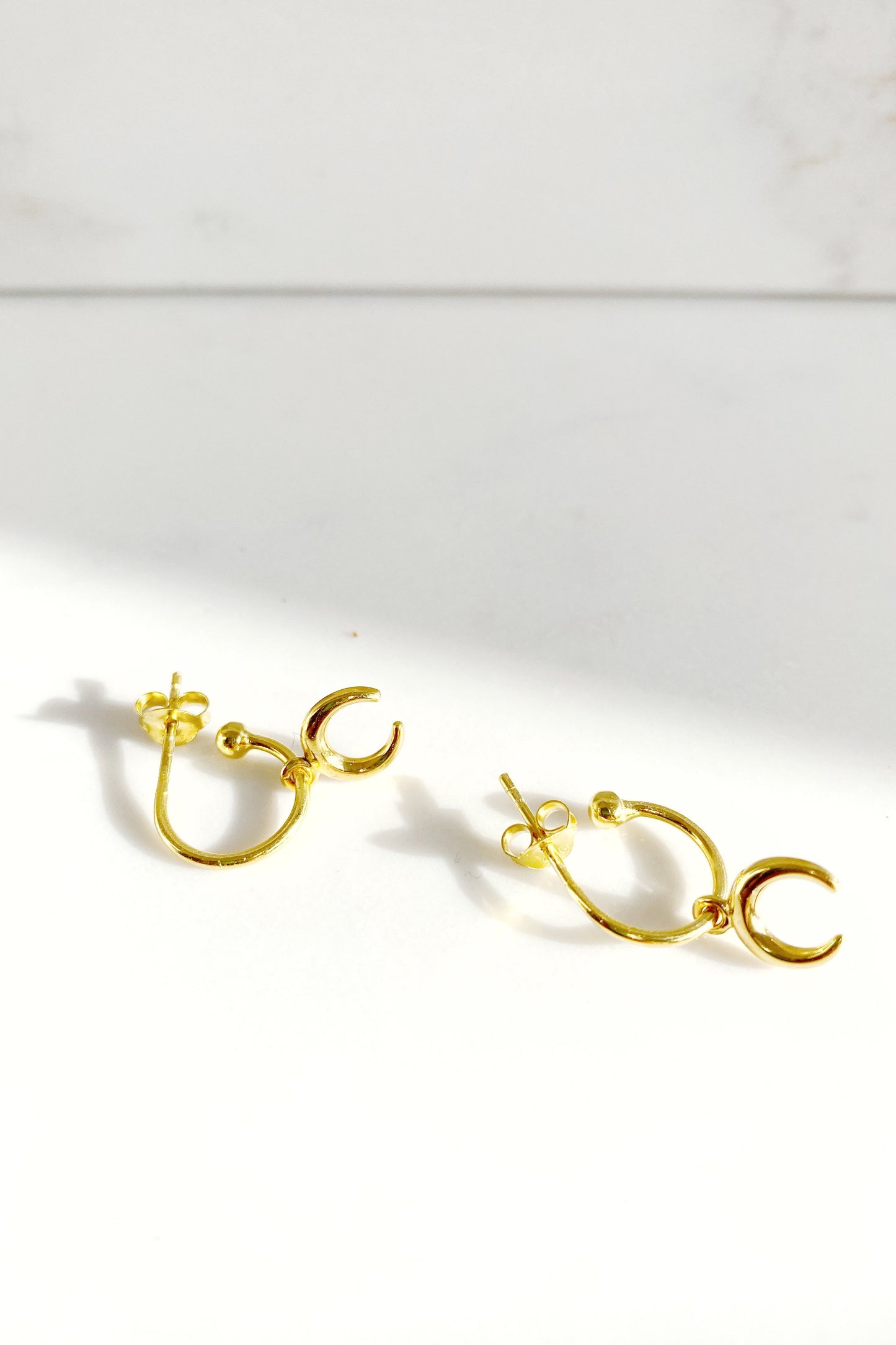 Mini Crescent Hooped Stud earrings