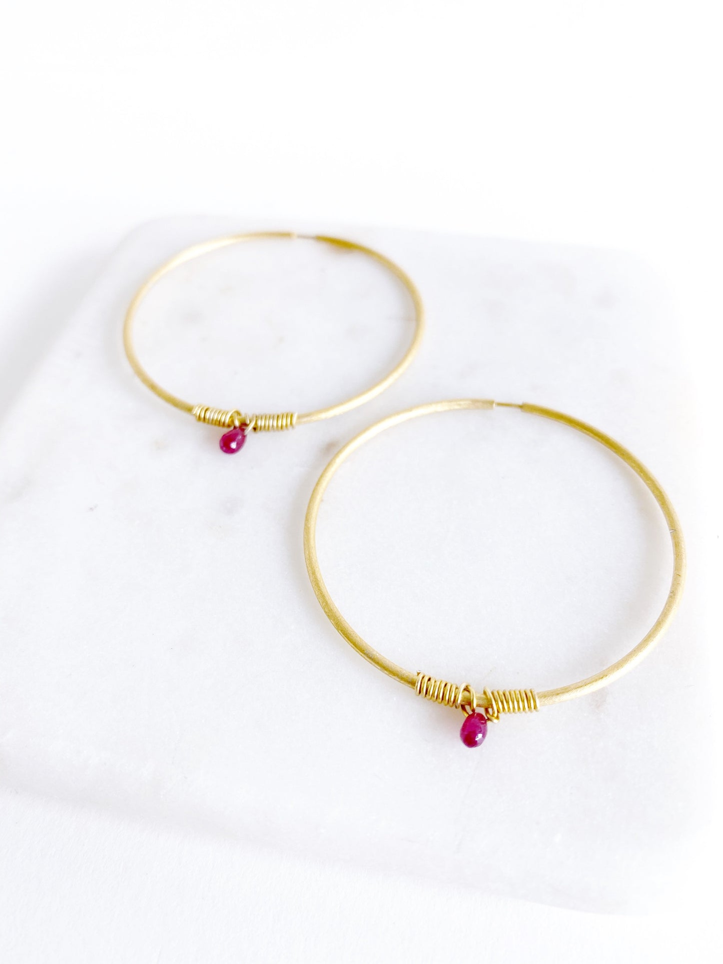 Bejewelled Ruby Hoop - Medium